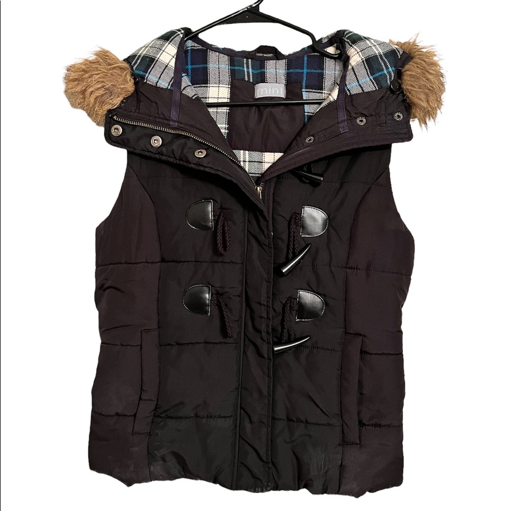 Black with blue plaid Mint vest Medium